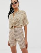 Motel Legging Shorts In Modern Romantic Repeat Printco-ord-beige