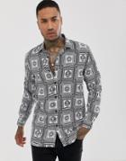 The Couture Club Long Sleeve Shirt With All Over Print-black
