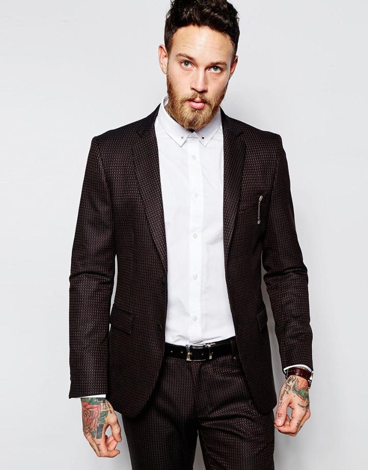 Sisley Suit Jacket In Slim Fit - Bordeaux