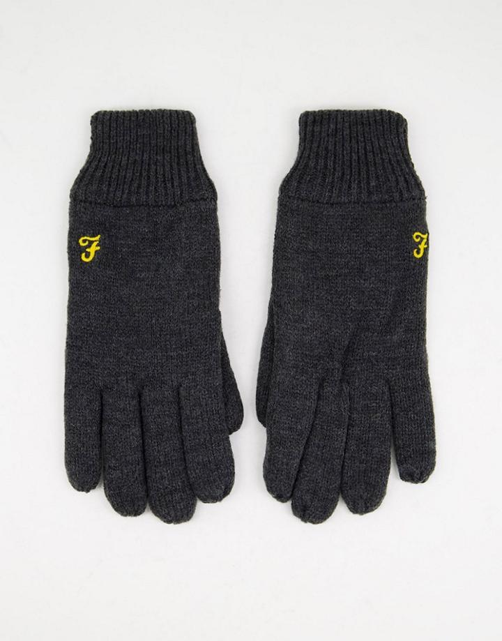 Farah Logo Gloves In Charcoal Gray