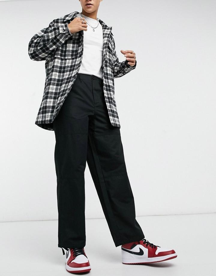 Asos Design Carpenter Pants In Black With Branded Tab