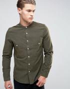 Asos Shirt With Two Pockets In Khaki In Regular Fit - Green