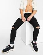 Don't Think Twice Skinny Fit Ripped Jeans In Black