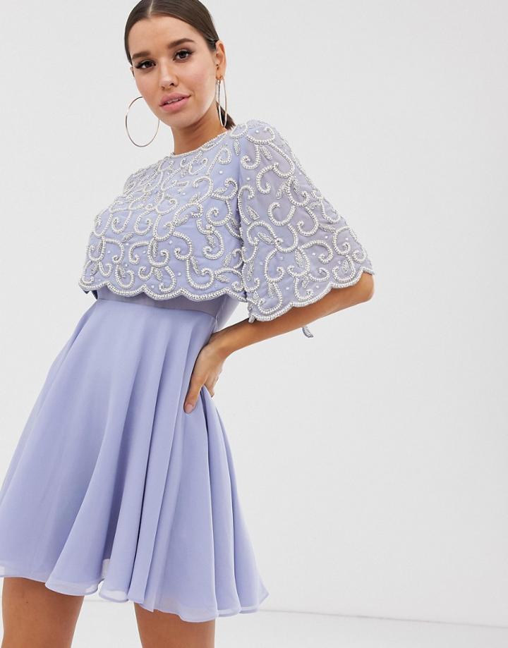 Asos Design Crop Top Embellished Mini Dress-multi