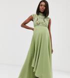 Asos Design Maternity Midi Dress With Mirrored Embellished Bodice-green