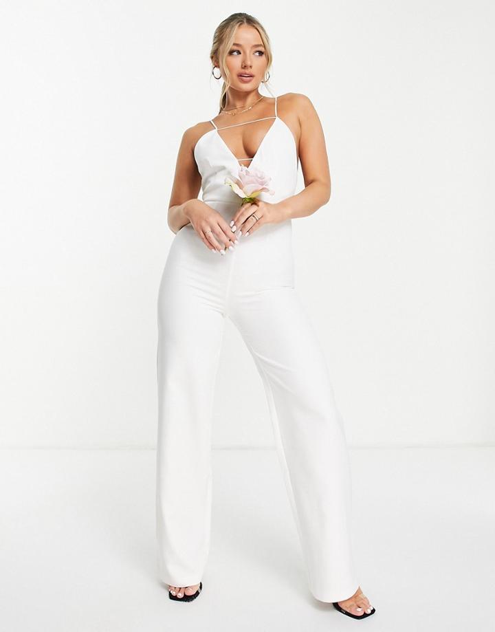 Aqaq Bridal Wide Leg Jumpsuit In White