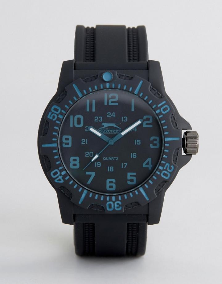 Slazenger Black Watch With Blue Markings - Black
