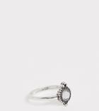 Asos Design Curve Pinky Ring With Faux Moonstone And Engraved Detail In Silver