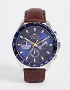 Tommy Hilfiger Mens Leather Chronograph Watch In Brown
