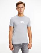 Calvin Klein Jeans Small Chest Box Logo T-shirt In Gray-grey