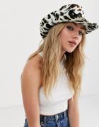 Asos Design Cow Print Cowboy Hat With Diamantes And Size Adjuster