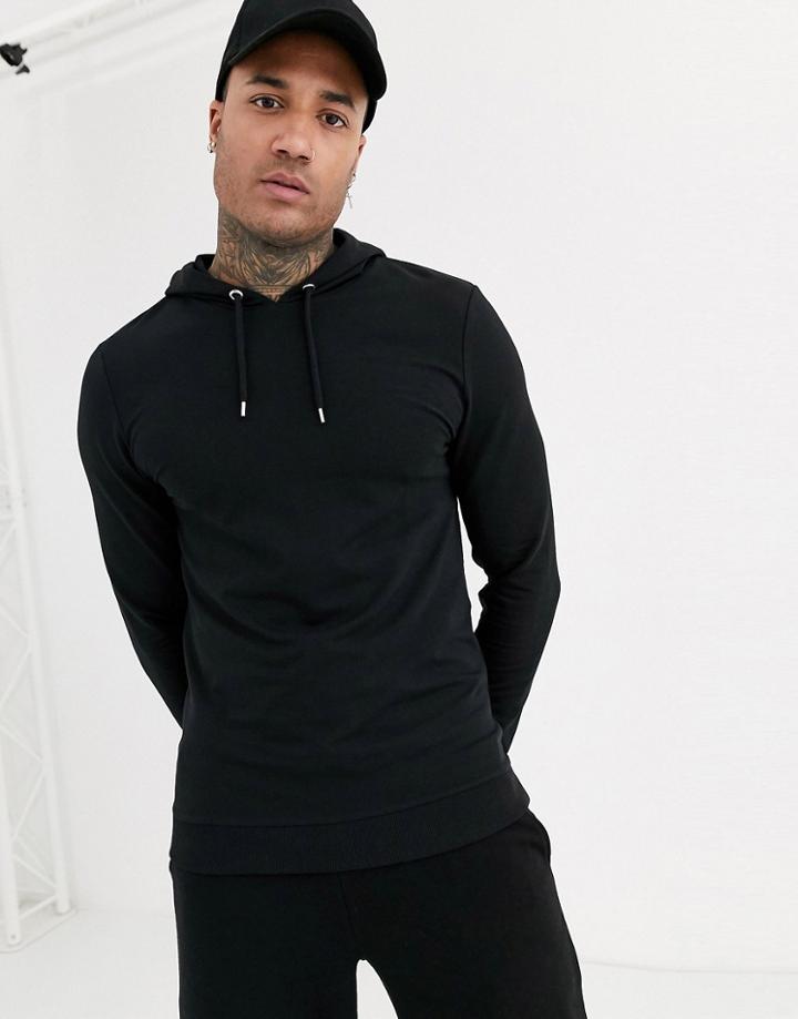 Asos Design Muscle Hoodie In Black