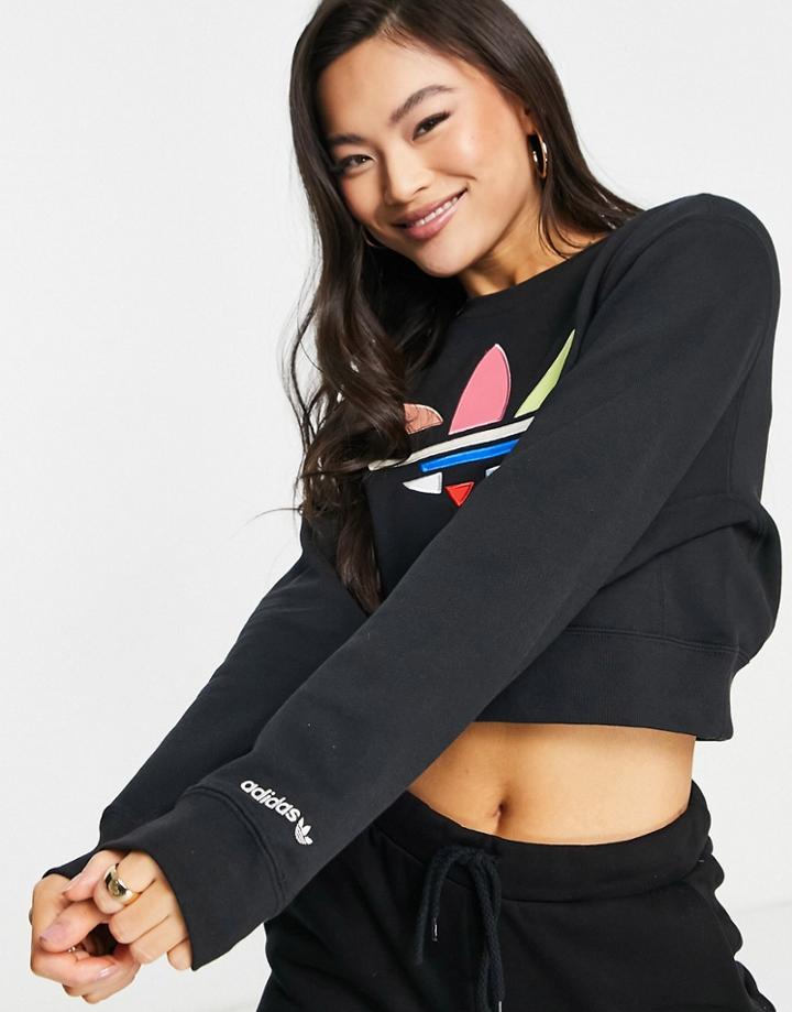 Adidas Originals Adicolor Bold Cropped Sweatshirt In Black