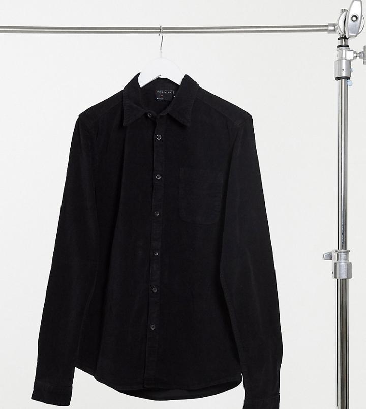 Asos Design Tall Slim Fit Cord Shirt In Black