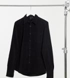 Asos Design Tall Slim Fit Cord Shirt In Black