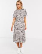 Missguided Tiered Hem Midi Dress In Dalmation Print-multi