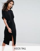 Asos Tall Smart Woven Midi Dress With D-ring - Black