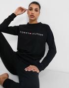 Tommy Hilfiger Organic Cotton Lounge Sweatshirt Top In Black