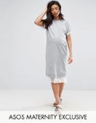 Asos Maternity Spot Mesh Insert Sweat Dress - Gray