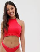 Freya Fuller Bust Nouveau Underwired Crop Bikini Top In Red - Red