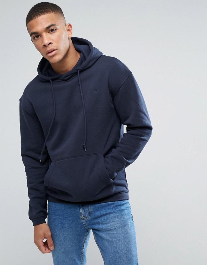Jack & Jones Originals Hoodie In Drop Shoulder With Cross Neck Hood - Navy