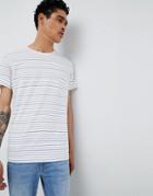 Esprit T-shirt Multi Color Fine Stripe In Cream - White
