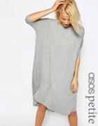 Asos Petite Oversized T-shirt Dress With Curved Hem - Gray Marl