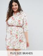 Yumi Plus Bird Print Dress - Cream