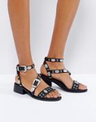 Asos Front Page Western Flat Sandals - Black