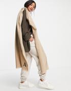 Asos Design Recycled Blend Personalized Scarf With A Initial In Stone-neutral