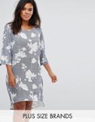 Junarose 3/4 Sleeve Floral And Stripe Mix Jersey Dress - Multi