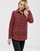 Brave Soul Shirt In Animal Print-red