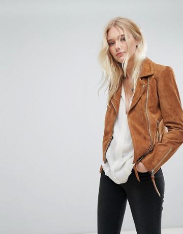 Lab Suede Biker Jacket - Brown
