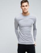 Asos Extreme Muscle Fit Long Sleeve T-shirt With Crew Neck In Gray Marl - Gray