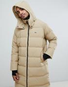 Lacoste L!ve Longline Puffer Coat In Sand