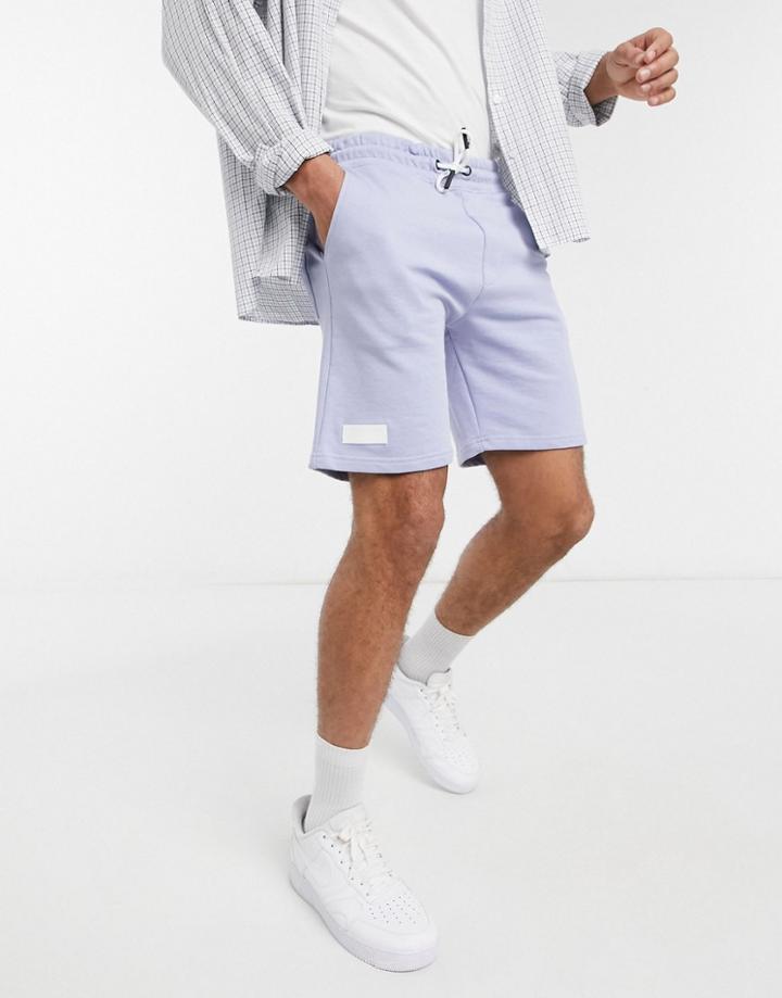 Bershka Jersey Shorts In Blue-blues