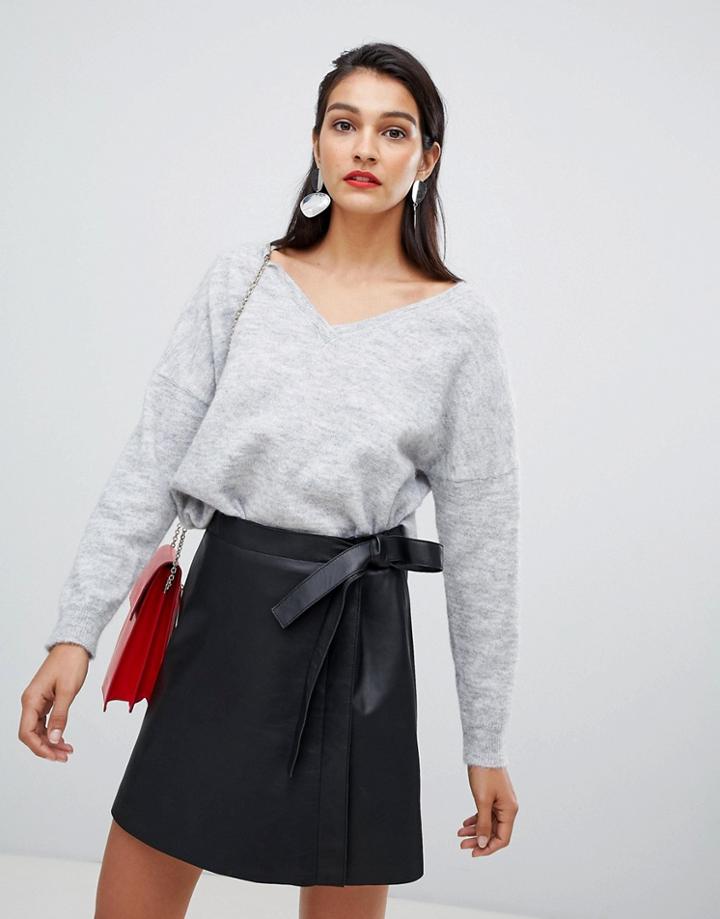 Selected Femme V Neck Sweater-gray