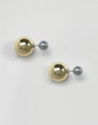 Nylon Ball Detail Earrings - Gold