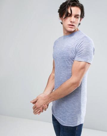 Another Influence Long Line Fine Stripe T-shirt - Blue