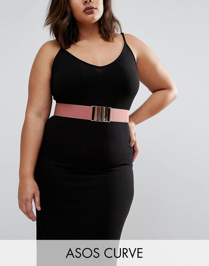 Asos Curve Pink Rose Gold Elastic Waist Belt - Pink