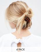 Asos Pack Of 4 Large Hair Claws - Brown