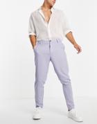 Asos Design Linen Mix Tapered Pants In Pastel Blue-blues