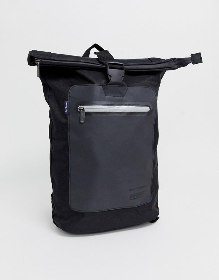 Ben Sherman Rolltop Backpack In Black