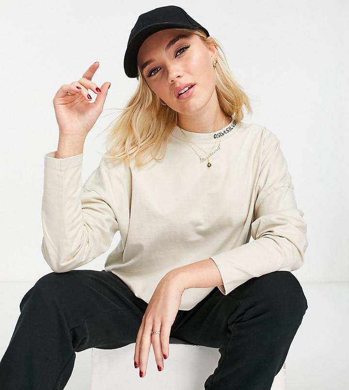 Quiksilver Oversized Long Sleeve T-shirt In Washed Beige Exclusive At Asos-neutral