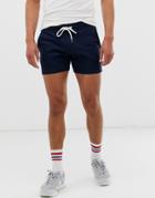 Asos Design Jersey Skinny Shorts In Shorter Length With Contrast Drawcord In Navy