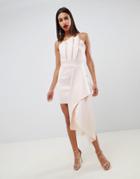 Asos Design Premium Scuba Dramatic Fold Mini Dress - Pink