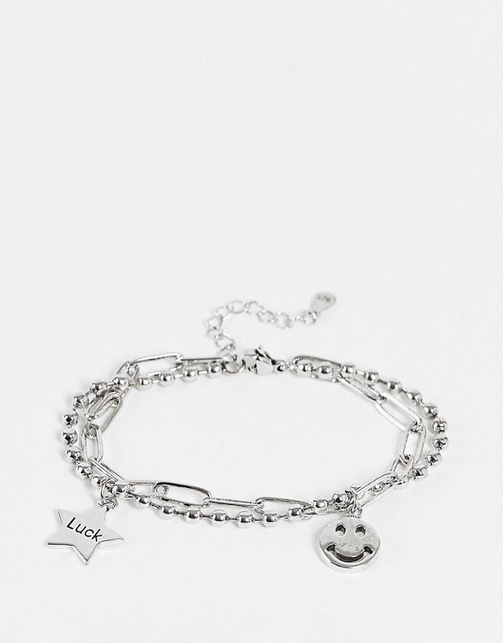 Svnx Smiley Face And Star Charm Beaded Bracelet-multi