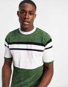 River Island Knitted Color Block T-shirt In Green
