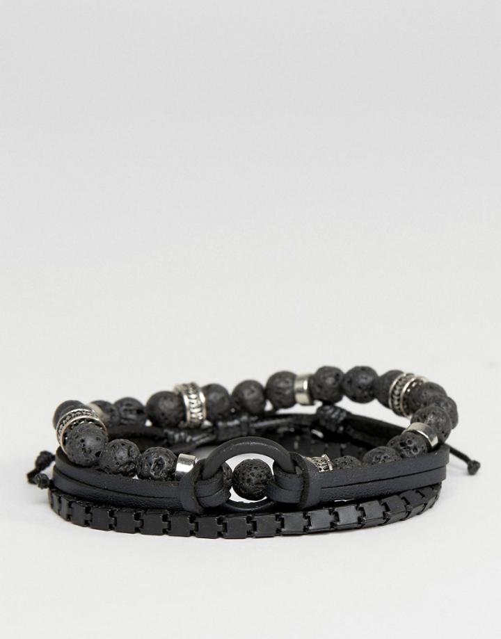 Aldo Matte Black Bracelets In 4 Pack - Black
