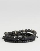 Aldo Matte Black Bracelets In 4 Pack - Black